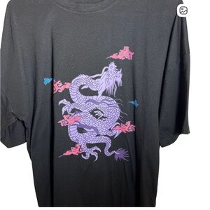 SHEIN black oversized Chinese Dragon short sleeve t-shirt